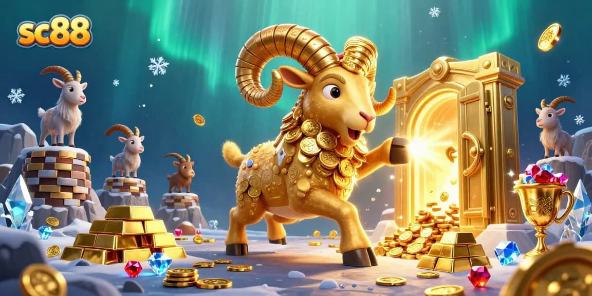 Engage with sc88 as the golden ram charges through an exciting casino-themed treasure scene full of jewels.