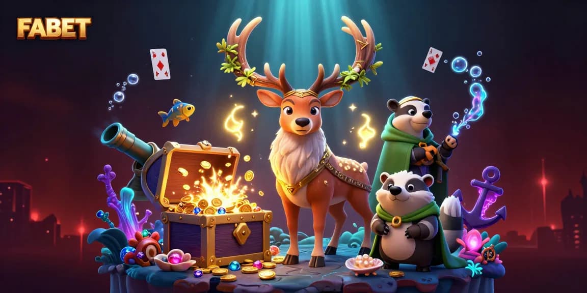 Experience exciting betting moments at FABET with vibrant casino-themed 3D illustration including winning elements.