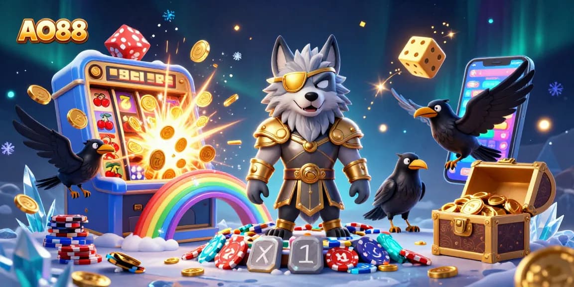 Experience epic wins with AO88 in a vibrant casino scene bursting with action and excitement