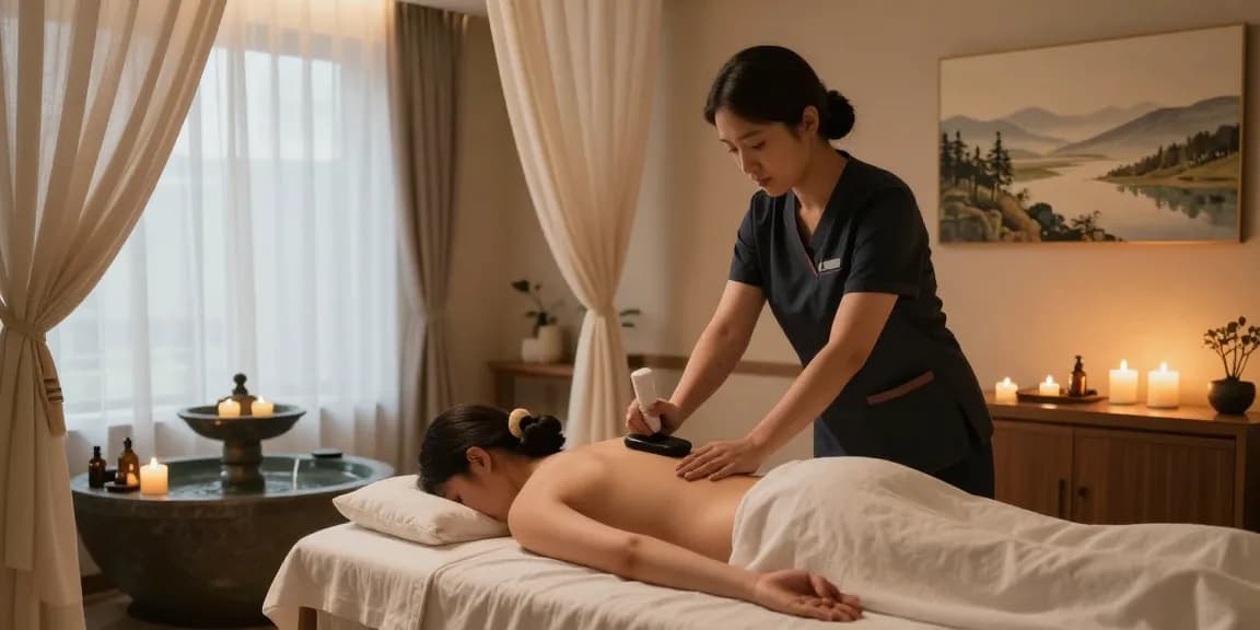 하남출장마사지 session at a serene wellness center, showcasing therapist and relaxing ambiance.