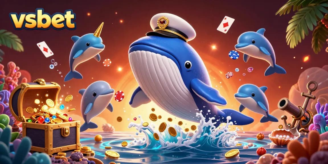 Join the adventure with vsbet as a whale and dolphin team up for big wins in this vibrant casino scene.