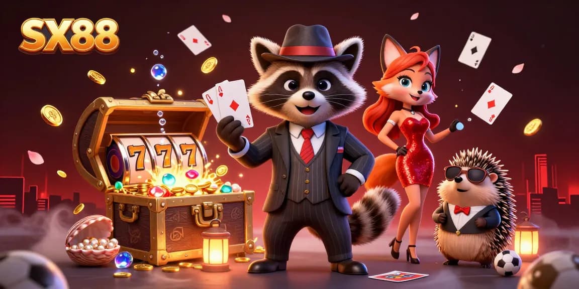 SX88 engages players with a royal flush in a vibrant 3D casino scene packed with dynamic game elements