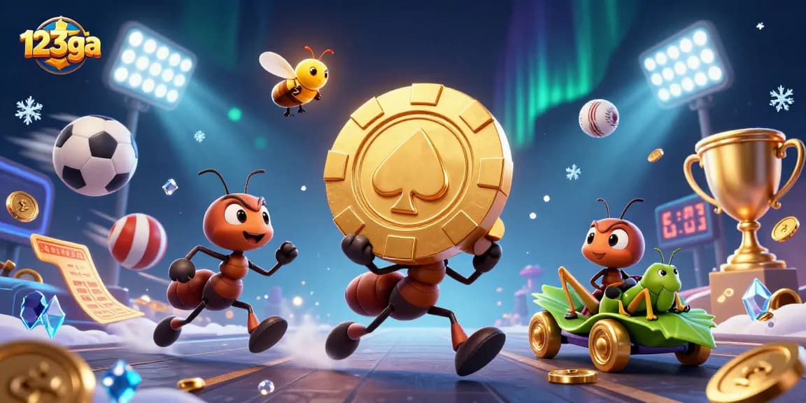 Engage with 123ga as ants execute a heist, showcasing a vibrant casino scene filled with dynamic sports elements.