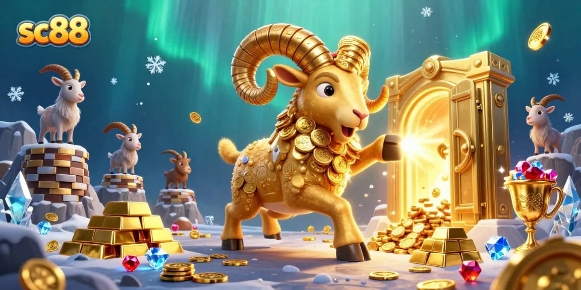 Engage with sc88 as the golden ram charges through an exciting casino-themed treasure scene full of jewels.