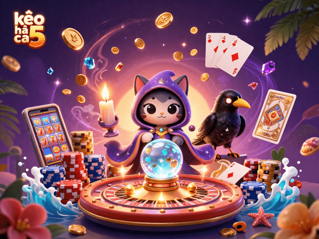 Engage in thrilling gameplay with kèo nhà cái 5, featuring mystical characters and dynamic casino elements.