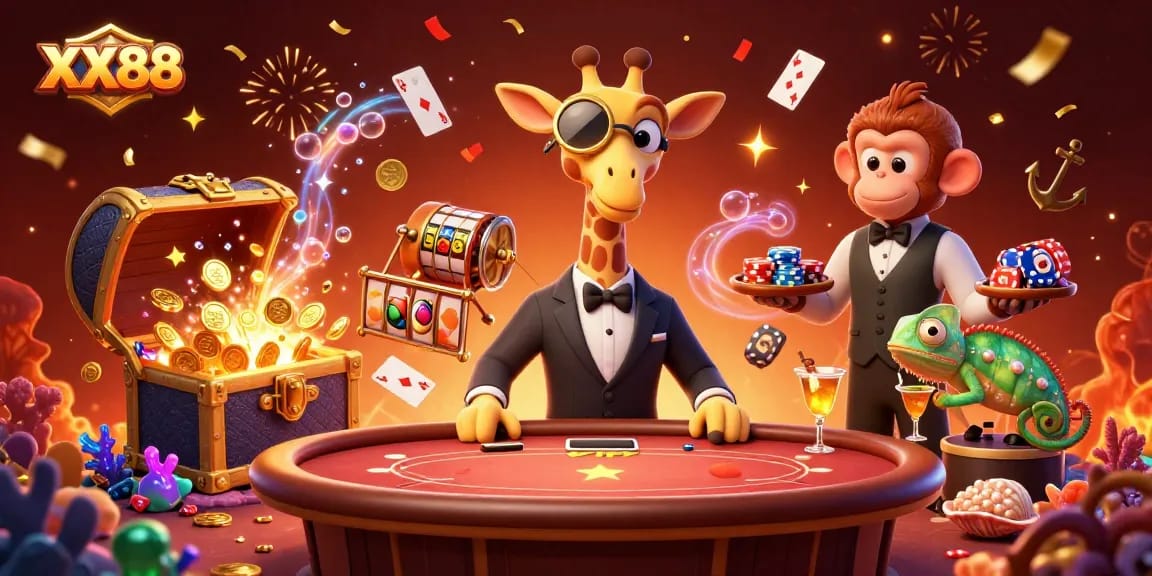 Experience the excitement of XX88 with fun casino characters, vibrant games, and enticing themes.