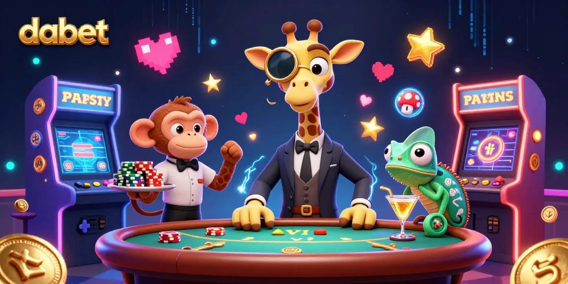 Bet big with dabet! Join the high-energy casino action in this vibrant 3D illustration.