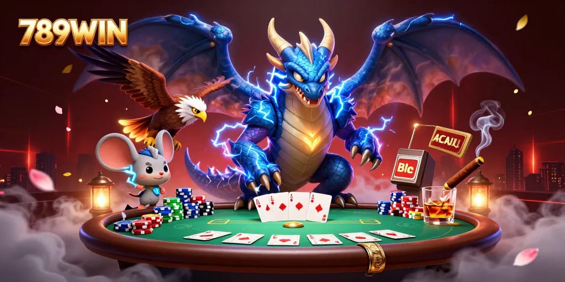 Experience the thrill of winning big at 789WIN with epic 3D poker action and dynamic illustrations.