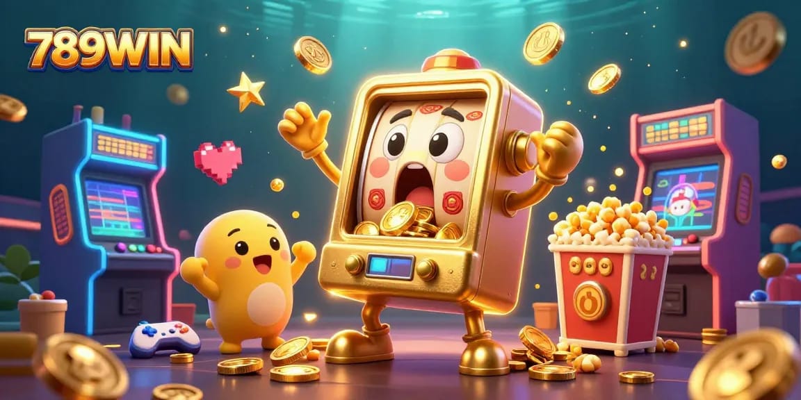 Experience thrilling wins at 789WIN with a vibrant casino scene showcasing golden slot machines and dynamic gaming elements.