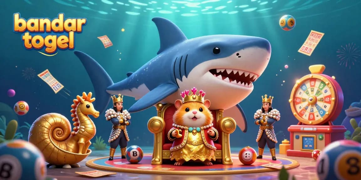 Experience the excitement of bandar togel with vibrant lottery elements and a whimsical underwater scene.
