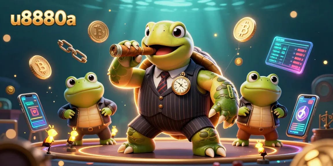 Bet on your favorite games at u8880a with vibrant characters and crypto elements in an engaging casino scene.