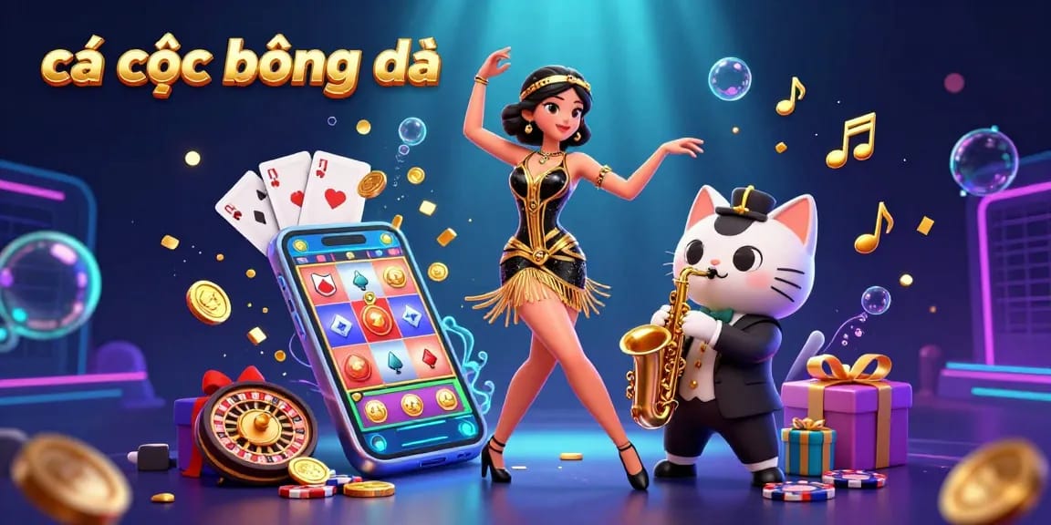 Engage in cá cược bóng đá with a vibrant 3D scene featuring dynamic characters and exciting game elements.