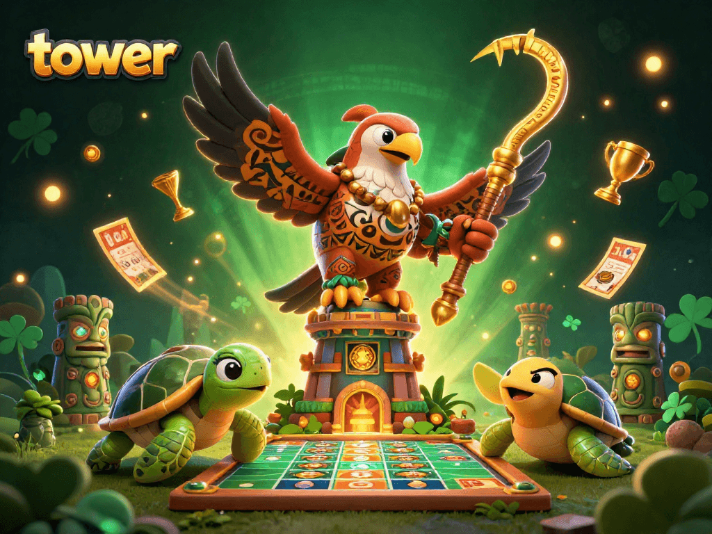 Engage in the thrilling tower game while navigating obstacles and unlocking treasure.