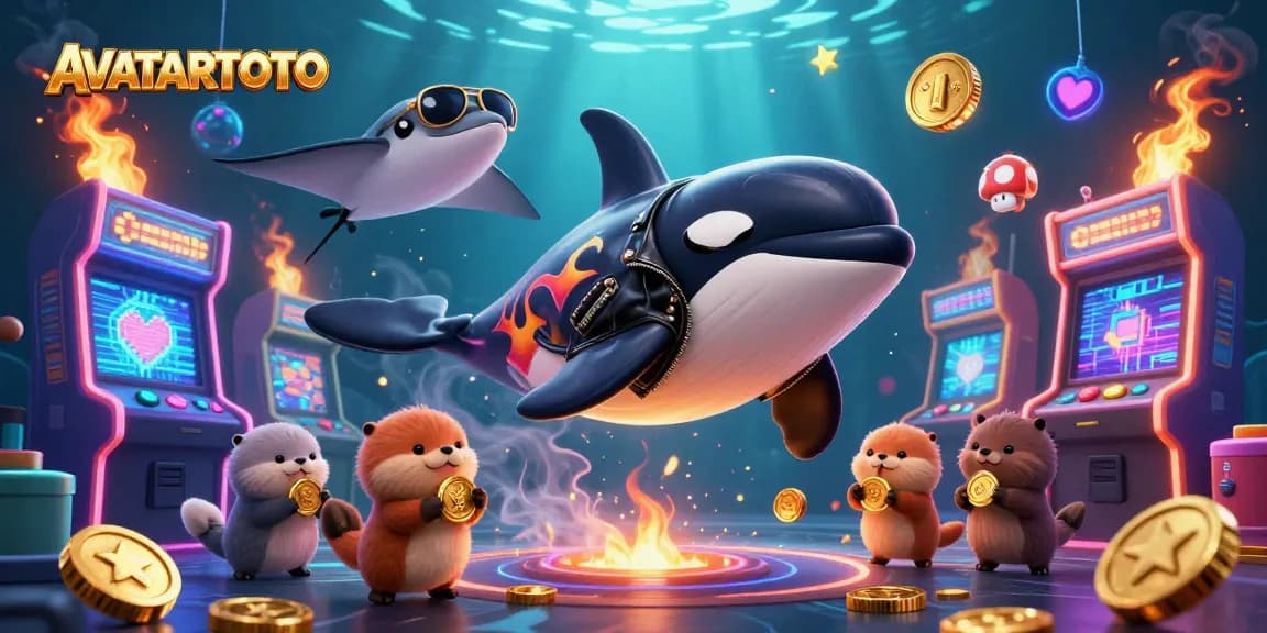 Play exciting games at AVATARTOTO with an orca whale and otters hoarding golden coins!