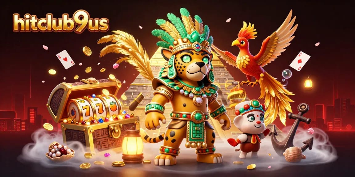 Experience thrilling gameplay with hitclub9us, featuring a Mayan jaguar priest, slot reels, and treasure