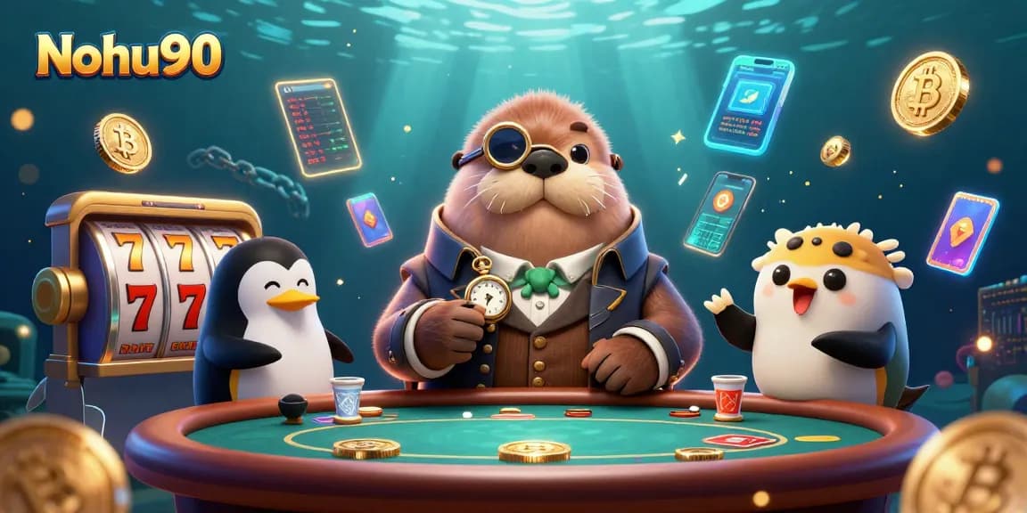 Nohu90 players revel in underwater jackpots at a lively slot game table.
