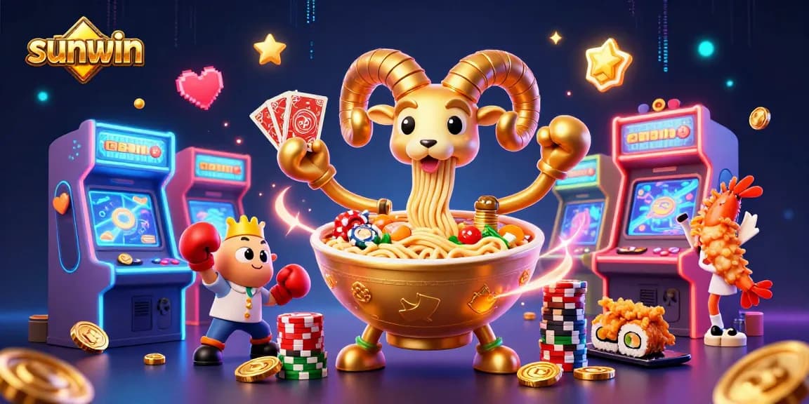 Experience fun with sunwin's colorful gaming characters in a vibrant casino atmosphere.