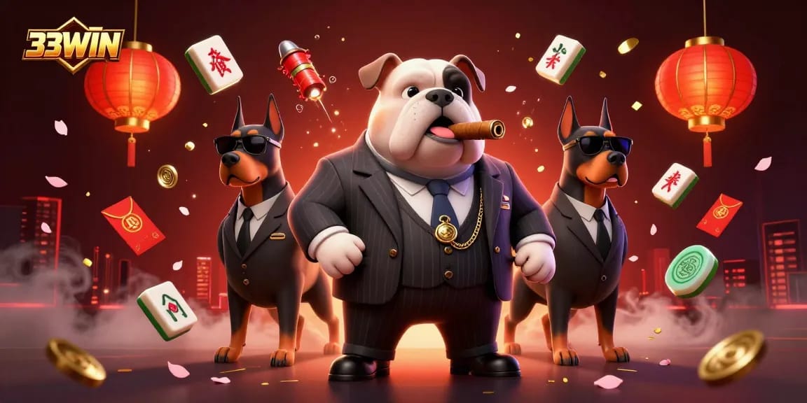 Engage in thrilling gameplay at 33WIN, featuring a mafia-themed casino scene with dynamic elements.