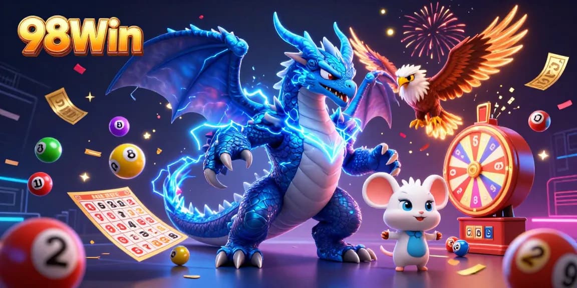 Experience top-tier excitement with 98Win’s colorful gambling fantasy featuring dynamic lottery balls and winning elements.