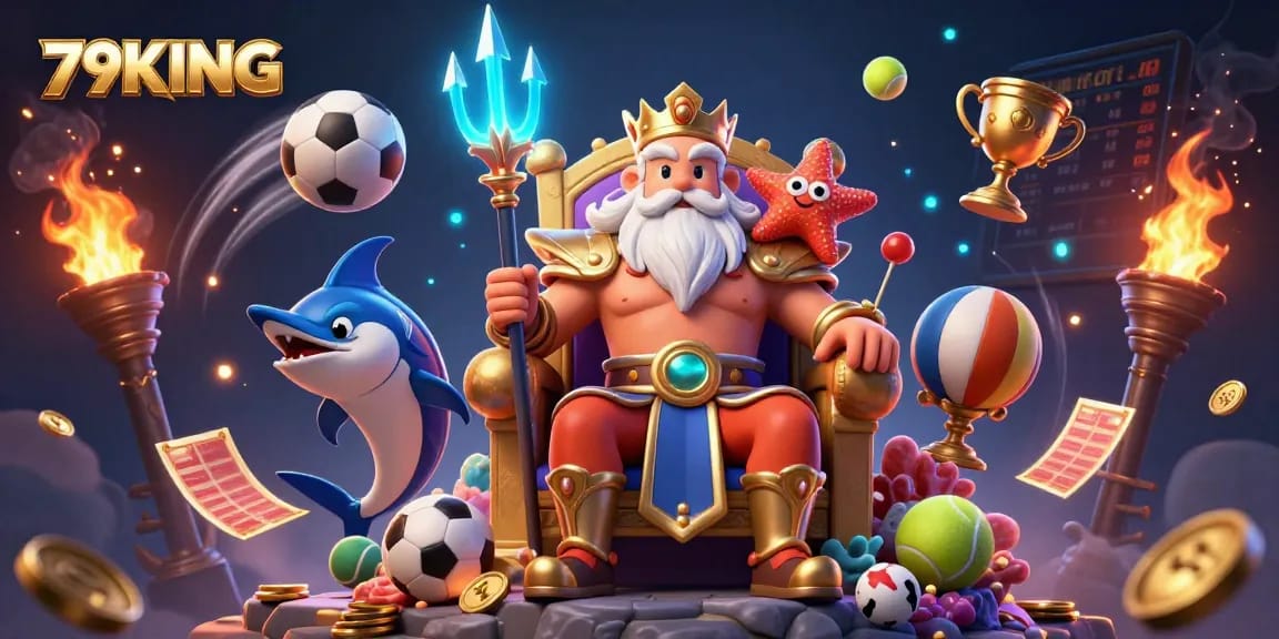 Join the excitement with 79KING and experience thrilling casino games, sports betting, and jackpots in one vibrant illustration.