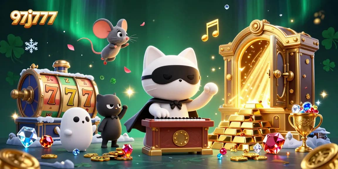 Experience thrilling gameplay at 97j777 with a dazzling casino scene featuring stunning characters and game elements.