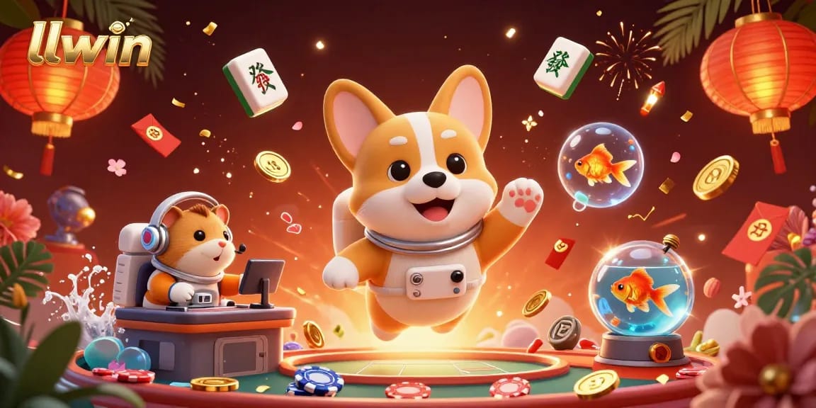 llwin captures thrilling moments in a vibrant space casino scene with adventurous animals playing