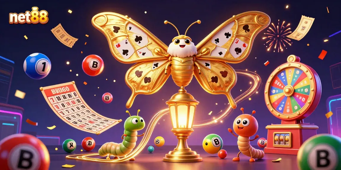 Experience thrilling wins with net88 in a vibrant, dynamic 3D casino illustration.