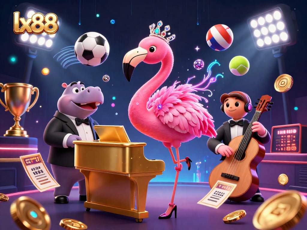 Experience the thrill of gaming at lx88 with vibrant casino characters and dynamic sports elements.