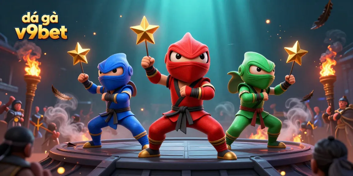 Experience the excitement of đá gà v9bet with vibrant chameleon ninjas and fighting elements.