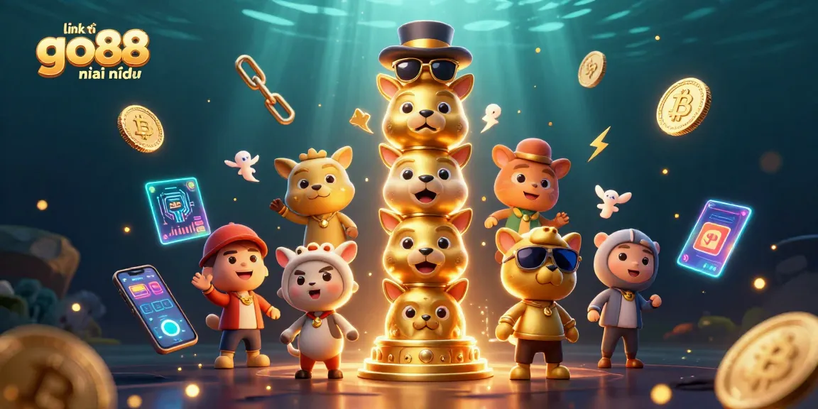 Experience the excitement of link tải go88 mới nhất with 3D cartoon characters showcasing vibrant gaming elements and glowing coins.
