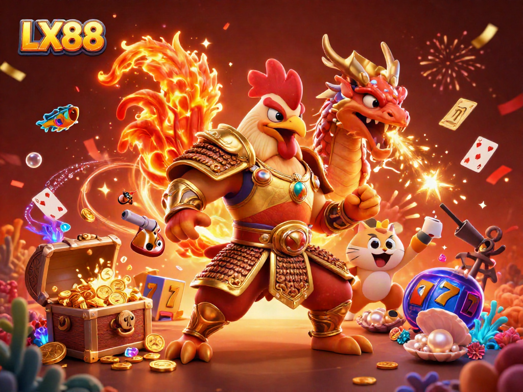 Enhance your gaming strategy with LX88, featuring dynamic slot elements and vibrant 3D characters.