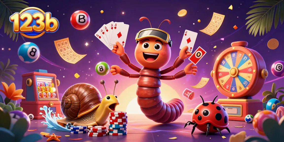 Engage with 123b's dynamic casino experience featuring a cartoon dealer and colorful game elements.