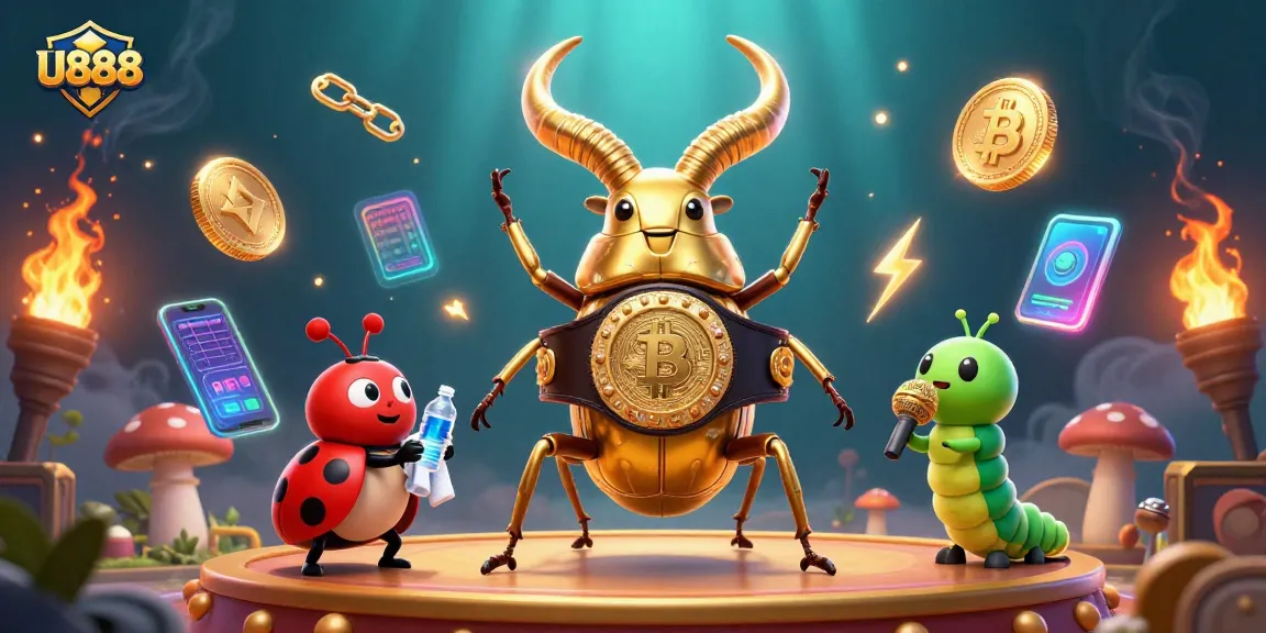 Experience thrilling gaming at U888 with a golden stag beetle champion in action!