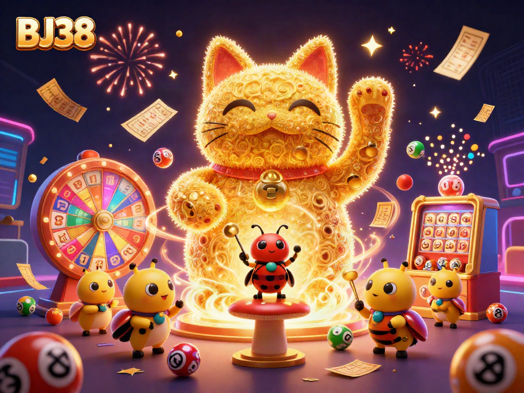 Experience thrilling gameplay with BJ38 through a vibrant, golden lucky cat and dynamic betting elements.