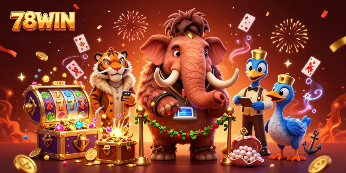 Experience thrilling gaming at 78WIN with a vibrant 3D casino scene featuring unique characters and dynamic elements.