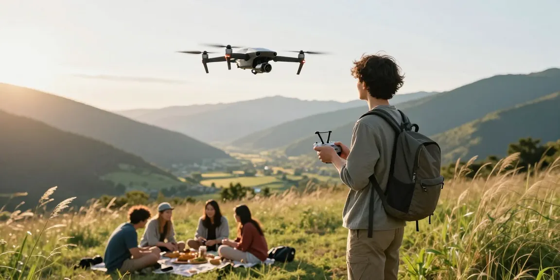 Person flying the F168 drone during sunset in a scenic landscape, showcasing outdoor exploration.