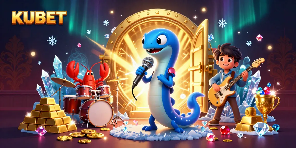 KUBET's underwater casino scene features an electric eel DJ with a lobster drummer and seahorse guitarist.