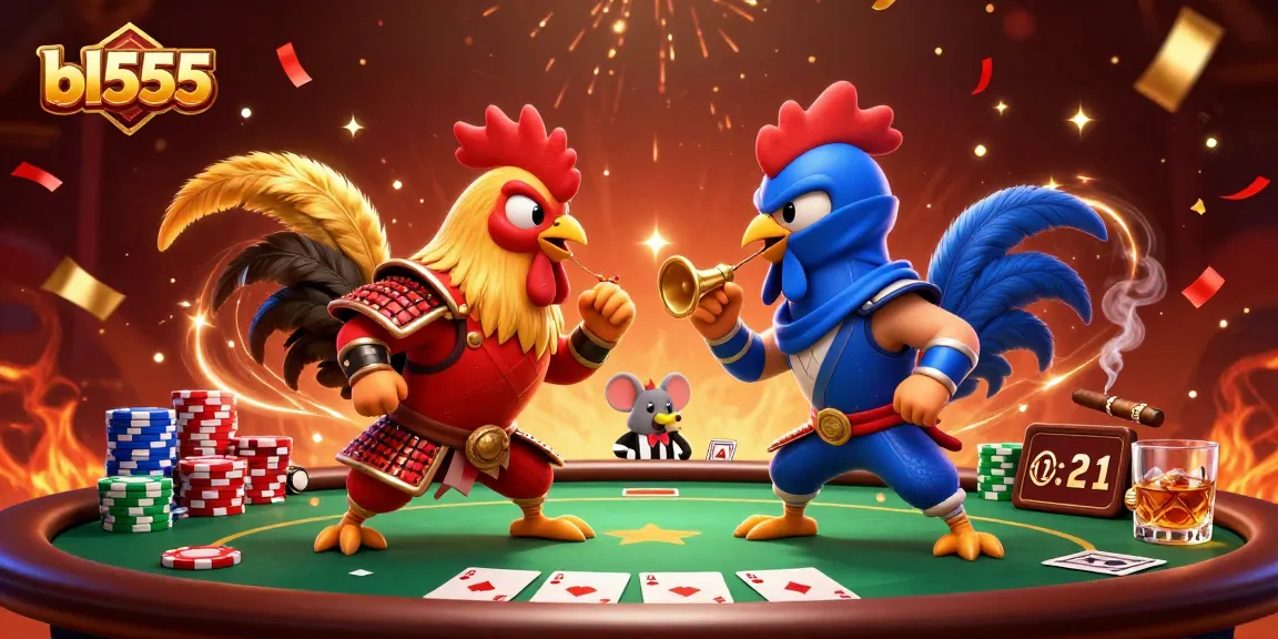 Engage with epic rooster battles in bl555's dynamic gaming scene showcasing vibrant casino elements