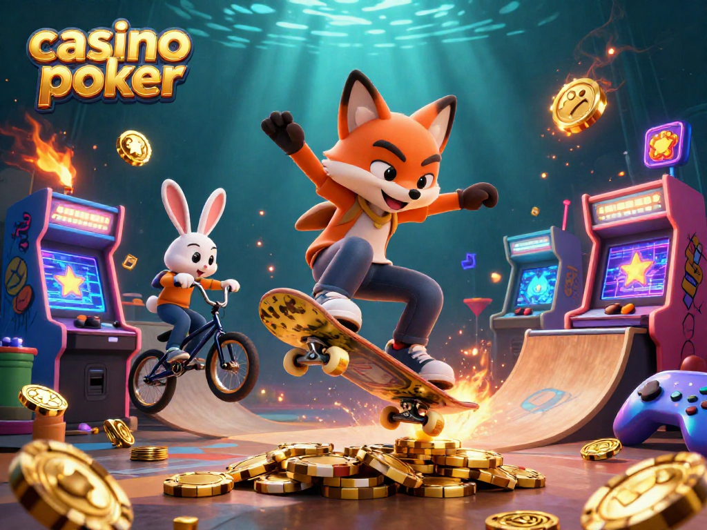 Experience thrilling casino poker action with vibrant characters in a dynamic, energetic scene.