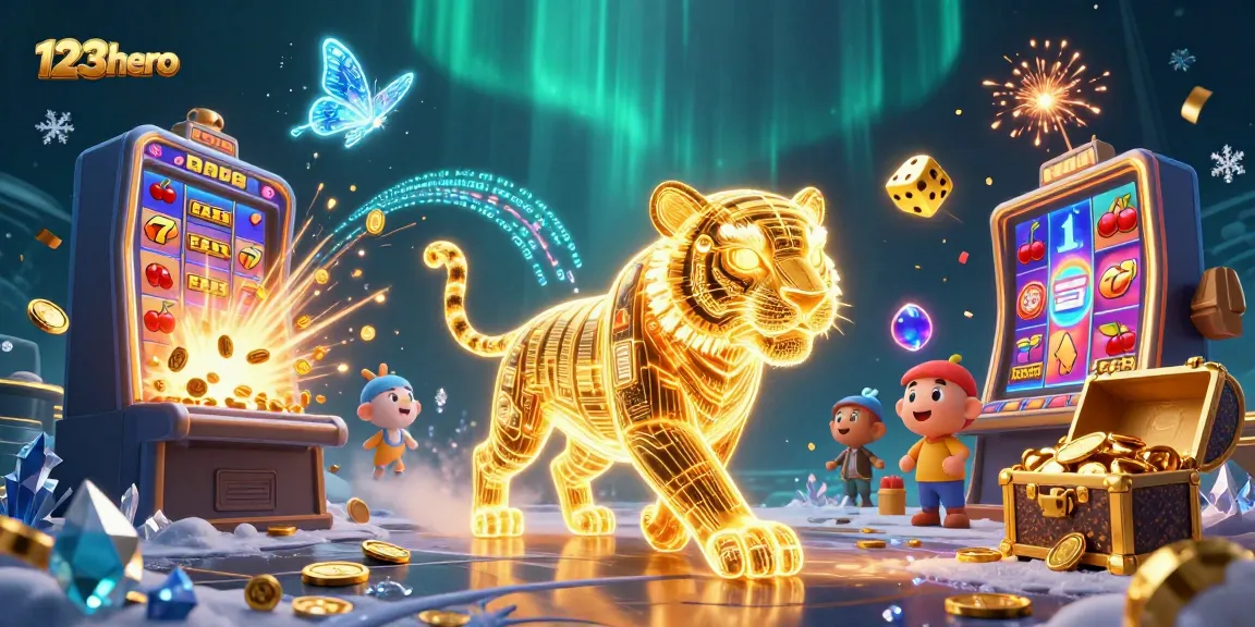 Win big with 123hero in an enchanting digital casino landscape filled with vibrant casino elements.