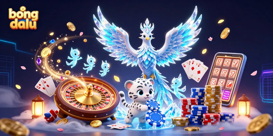 Bong da lu offers electrifying sports betting action, showcased through lively cartoon characters amid gleaming casino elements.