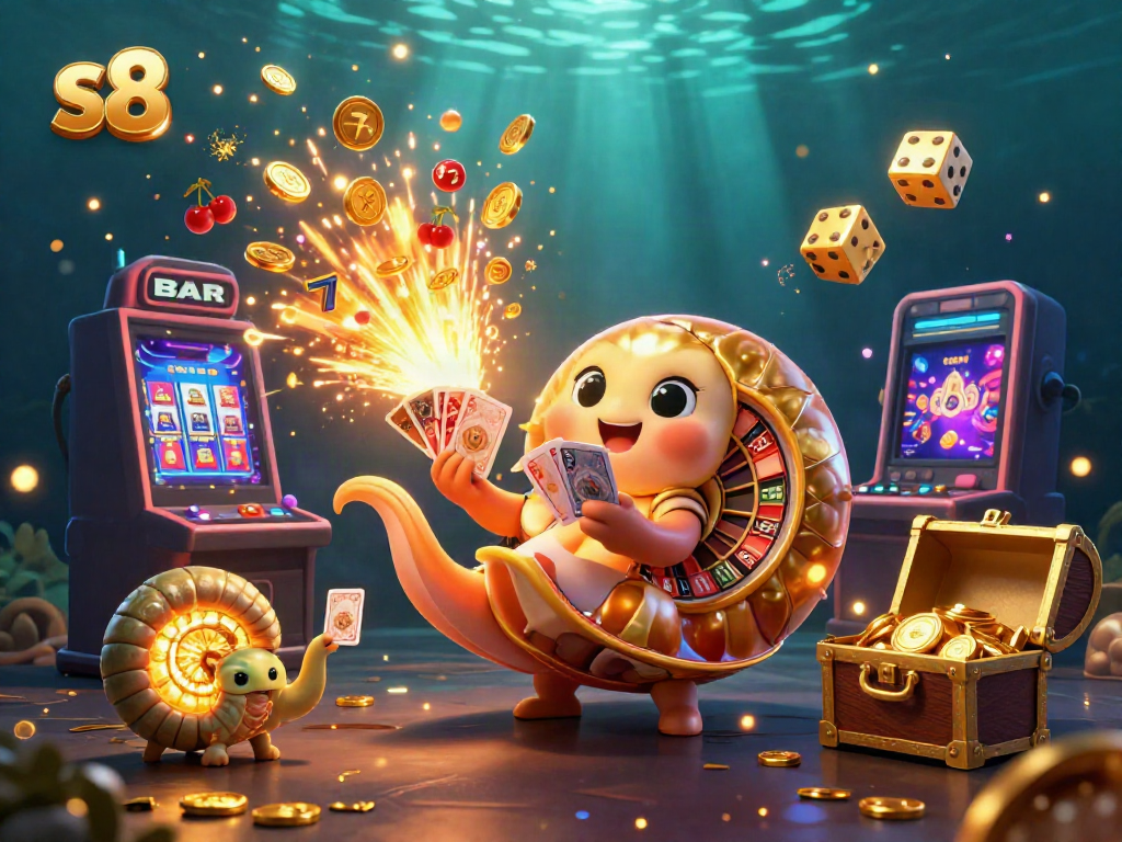 Experience thrilling gameplay at s8 with vibrant casino visuals and a jackpot-winning nautilus character.