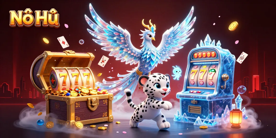 Nổ Hũ jackpot scene with interactive slot machine, sparkling coins, and vibrant characters.