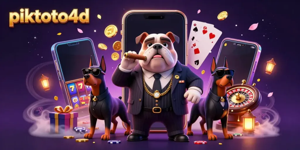 Experience thrilling gameplay with piktoto4d, featuring a dynamic mafia theme and colorful casino elements.