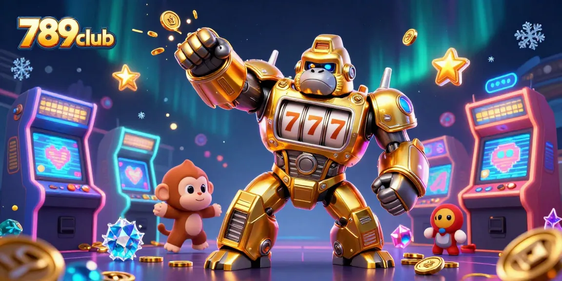 Play exciting games at 789club with the golden gorilla mech and vibrant arcade elements.