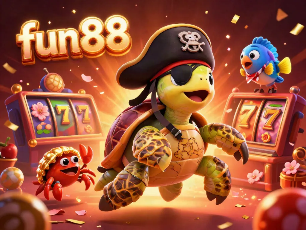 Engage with Fun 88's vibrant casino atmosphere through colorful characters and dynamic slot elements.