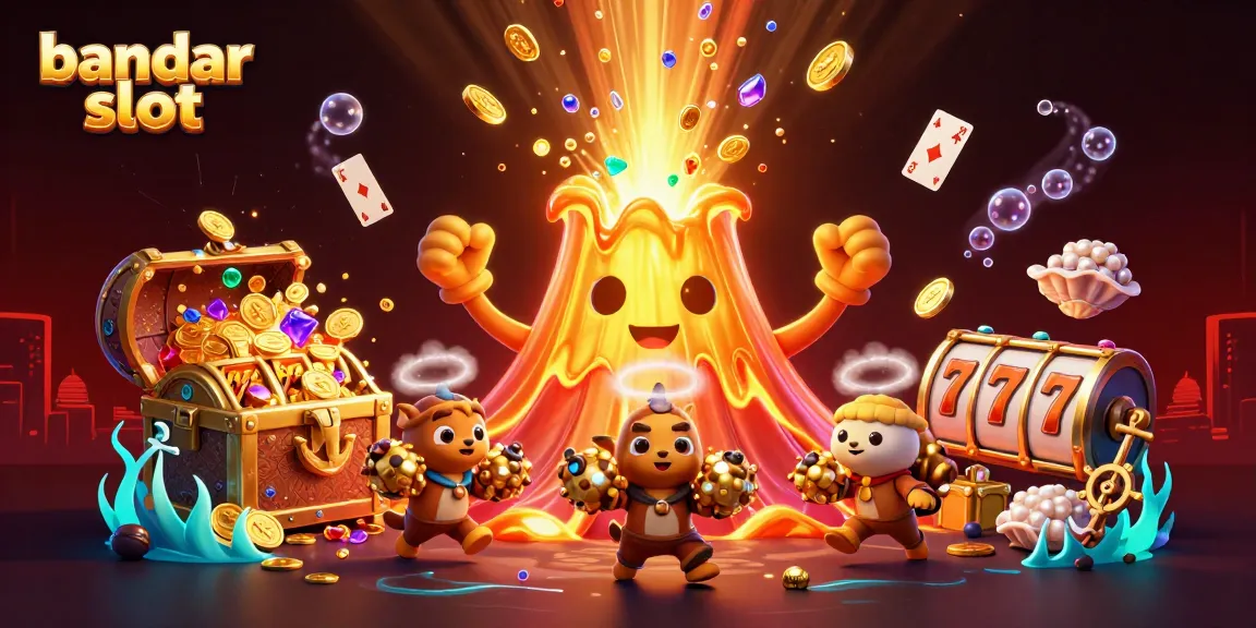 Spin and win at bandar slot with golden coins and vibrant casino elements in an exciting 3D scene.