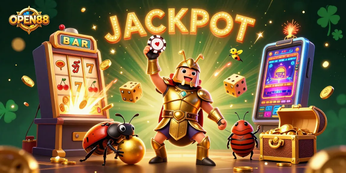 Experience the exciting gaming action at OPEN88 with vibrant characters and jackpot symbols!