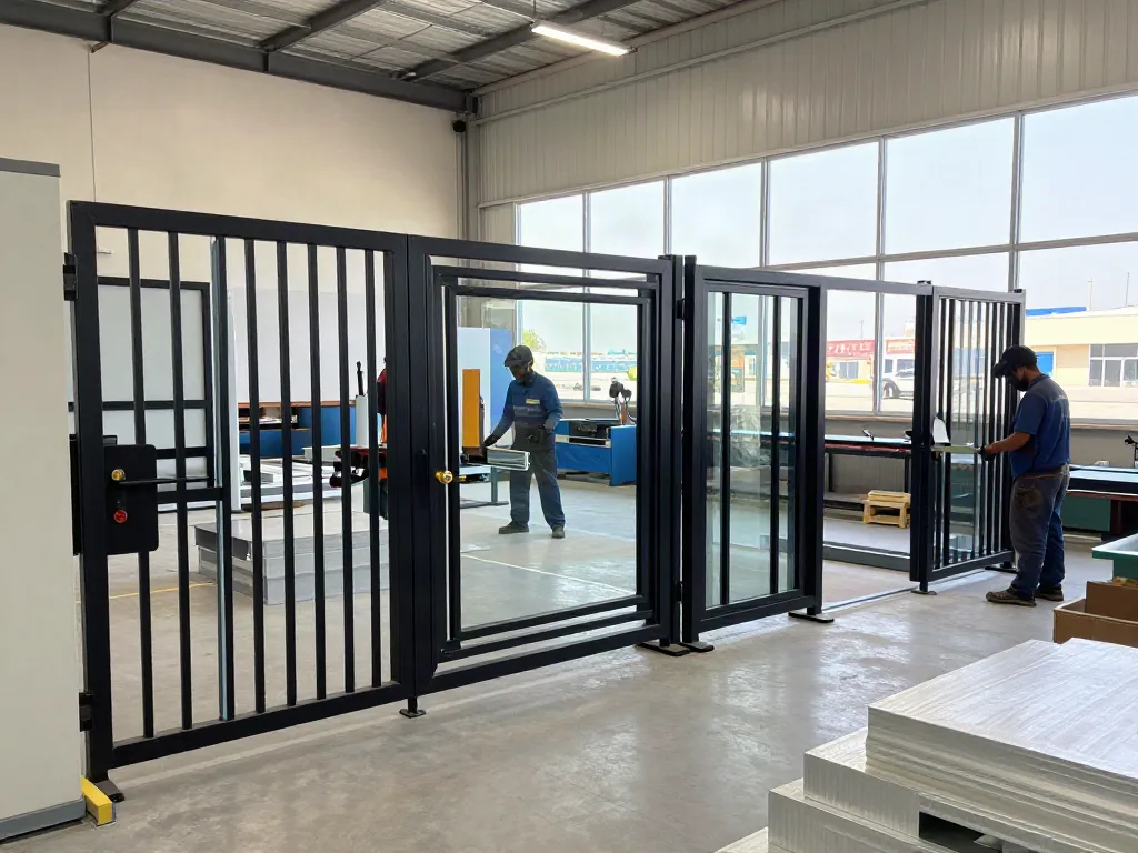 Al Taher Group artisans fabricating custom metal gates and doors for Altaherdesign.ae showcasing craftsmanship.