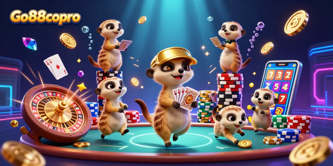 Immerse in gameplay at Go88copro, where meerkats run a vibrant casino filled with gaming excitement.